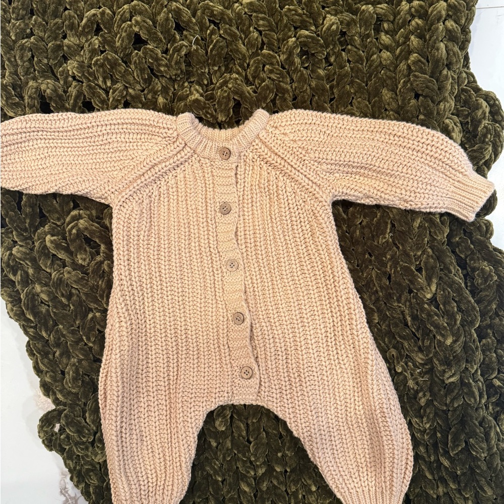 Cozy Knit Baby Onesie in Tan